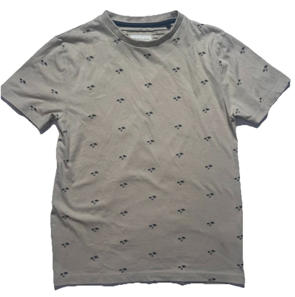 Denim & Flower Ricky Singh Boys Size 8 Palm Tree Print T Shirt Beige